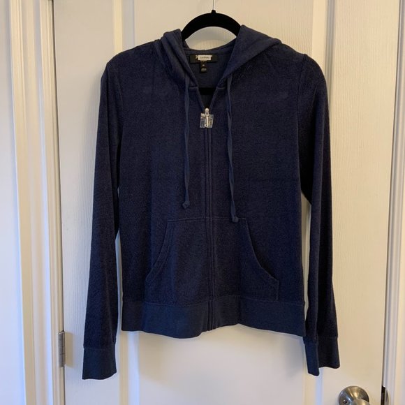 Juicy Couture Black Label Regal Robertson Microterry Jacket Y2K Dark Blue Size M - Picture 2 of 10